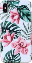 Apple iPhone 7/8/SE (2020) – Roze TPU Tropical Paradise bloemen hoesje