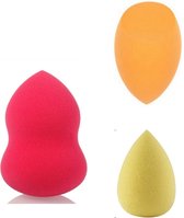 Beauty Blender Set 3 stuks - 3 Soorten Beautyblenders - Make Up Spons - Latex Vrij - Make-up Spons - Make-Up Ei - Make-up Sponge - Oranje Geel en Roze