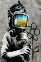 BANKSY Sunflower Field Mask Canvas Print