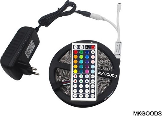 RGB led strip MKGOODS - 5m - Incl afstandbediening en voeding met 44  knoppen | bol.com