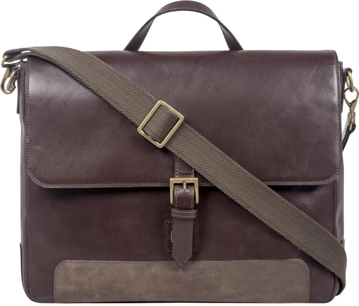 Hidesign lederen laptoptas / aktetas 'Corper' bruin