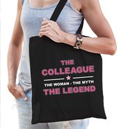 The colleague the woman the myth the legend katoenen tas zwart voor dames - cadeau / verjaardag tassen - kado /  tasje / shopper