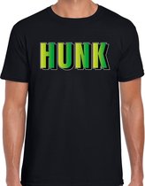 Hunk t-shirt zwart met groene letters voor heren 2XL