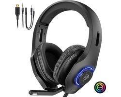 EasySMX VIP-002S Over-ear gaming headset met microfoon en RGB LED verlichting, zwart