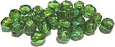 6 mm facetkraal metallic groen, 25 st