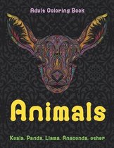 Animals - Adult Coloring Book - Koala, Panda, Llama, Anaconda, other