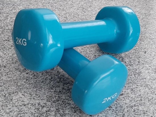 composiet gewicht verdieping Dumbbel set - 2 x 2 Kg gewichten blauw-groen - Halters - Gewichten -  Fitness -... | bol.com