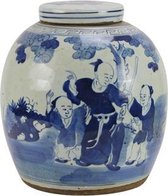 The Ming Garden Collection | Chinees Porselein | Kleine Porseleinen Pot Met Chinese Mannetjes | Blauw & Wit