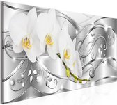 Schilderijen Op Canvas - Schilderij - Flowering (1 Part) Narrow Silver 120x40 - Artgeist Schilderij
