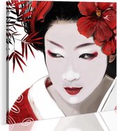Schilderijen Op Canvas - Schilderij - Japanese Geisha 40x40 - Artgeist Schilderij