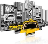 Schilderijen Op Canvas - Schilderij - Cartoon taxi 200x100 - Artgeist Schilderij