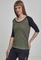 Urban Classics Raglan top -3XL- 3/4 Contrast Groen