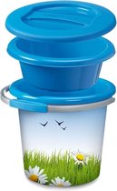 Sunware Emmer Bloemen 12 Liter Blauw/groen 3-delig
