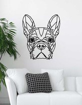 Franse Bulldog Geometrisch Hout 50 x 42 cm Black - Honden - Wanddecoratie