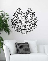 Border Collie Geometrisch Hout 94 x 92 cm Black - Honden - Wanddecoratie