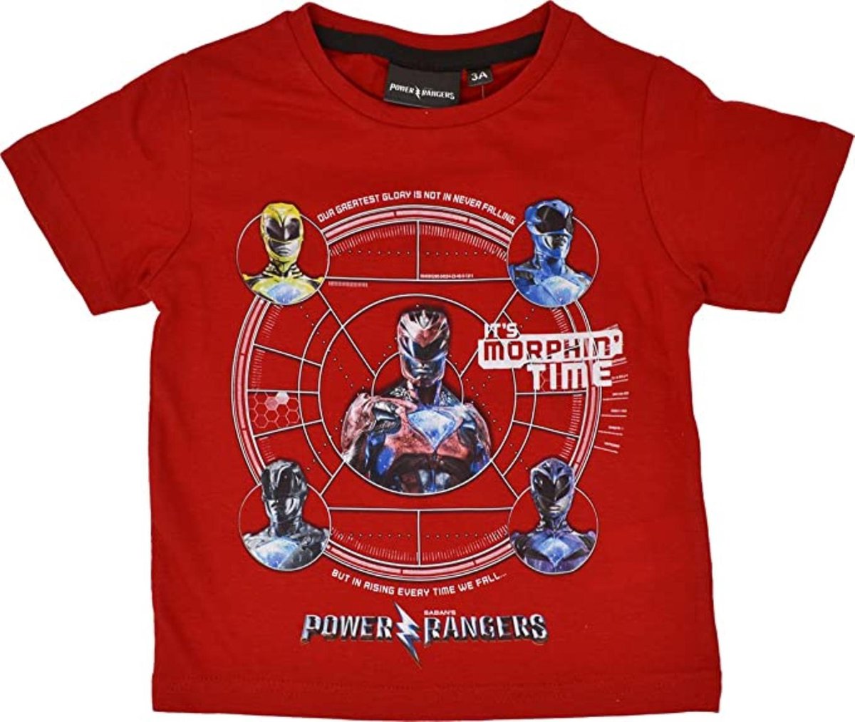 Power Rangers - T-shirt - Model "It's Morphin' Time!" - Rood - 98 cm - 3 jaar - 100 % Katoen