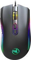 HXSJ A869RGB 7200 DPI Zes-snelheid instelbare 7-toetsen Macro-definitie Programmeerbaar Kleurrijk Lichtgevend bedraad spel Optische muis, kabellengte: 1,5 m
