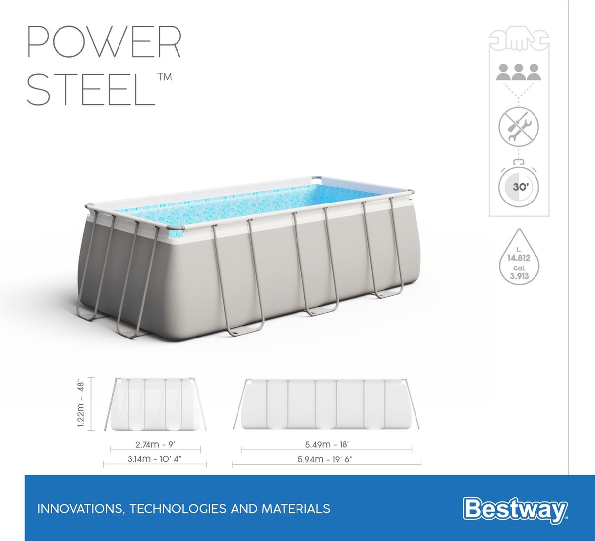 Bestway Power Steel zwembad stalen frame 549 x 274 x 122 cm