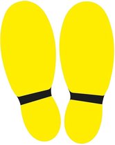 Vloersticker - voetstappen - route aanduiding - geel zwart - links rechts - COVID-19 - Corona - Antislip - uv bestendig - supergrip plaklaag