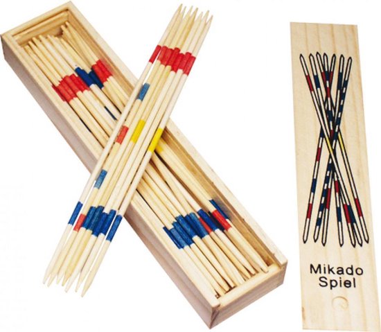 Mikado Spel in houten Kistje met schuifdeksel - 41 stokken 18cm
