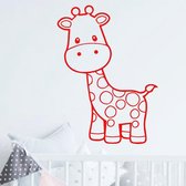 muursticker baby Giraffe - 60x72cm - Rood - woordsticker.com