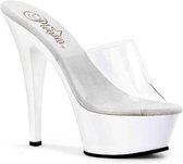 Pleaser Muiltjes -38 Shoes- KISS-201 Paaldans schoenen Wit/Transparant