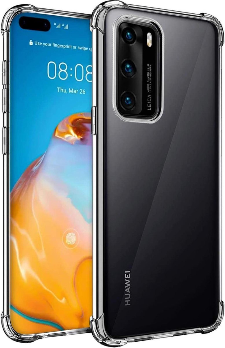 Hoesje geschikt voor Huawei P40 - Anti Shock Proof Siliconen Back Cover Case Hoes Transparant