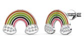 Yolora Kids Regenboog Oorbellen - Kalpa Camaka Kristallen - 18K Witgoud Verguld - Kind - Meisjes Oorknopjes Zilver kleurig - Sieraden Kinderen - Luxe Giftbox - Geschenkdoos - Cadeau doos - Ge