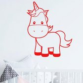 muursticker Unicorn Baby - rood - 60x72cm - woordsticker.com