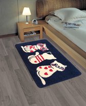 Luxe antislip badmat 'Cutie Cats' - polyester badkamer tapijt 60x90 - MADE IN BELGIUM