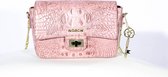 Pink Crocodile Bag| 25x16x8 | PU Leather |  | Golden key Noach hanger | Alligator skin | Noach logo print inside the bag