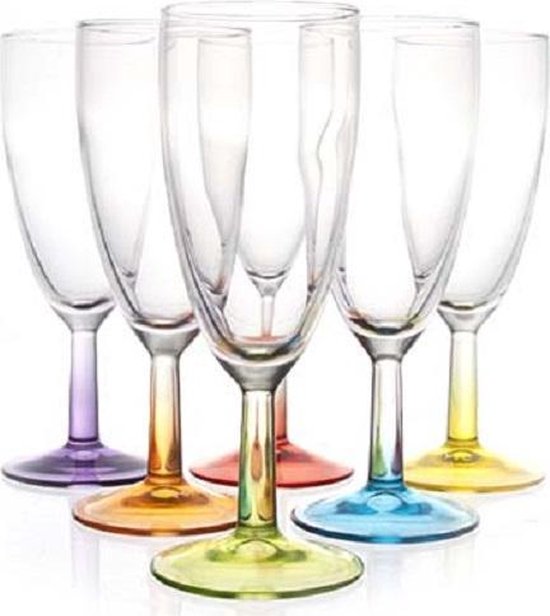 Luminarc Crazy Colors - Champagne Glazen - 14cl (Set 6) En Yourkitchen... bol.com
