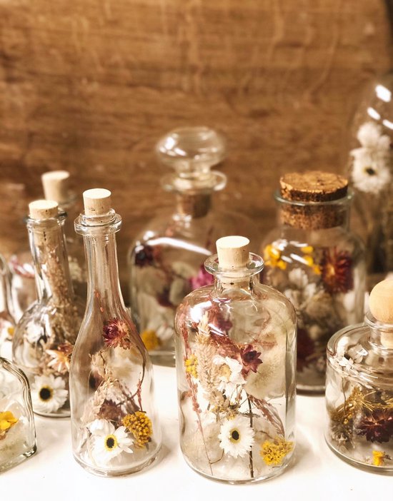 Komkommer sieraden voormalig Droogbloemen in vintage fles | Daffie's | droogbloemen decoratie | ook leuk  als cadeau! | bol.com