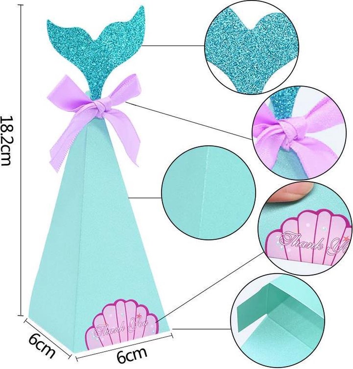 30 Boîtes Cadeau Bonbons Thème Sirène - Boîtes Anniversaire Sirène Pour Fêtes Enfants Et Décorations