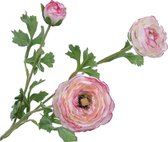 Silk-ka Zijde bloem-Kunst bloem Ranonkel tak Roze-Wit Lengte 65 cm Per 2 stuks