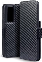 Huawei P40 Bookcase hoesje - CaseBoutique - Effen Zwart (Carbon-look) - Kunstleer