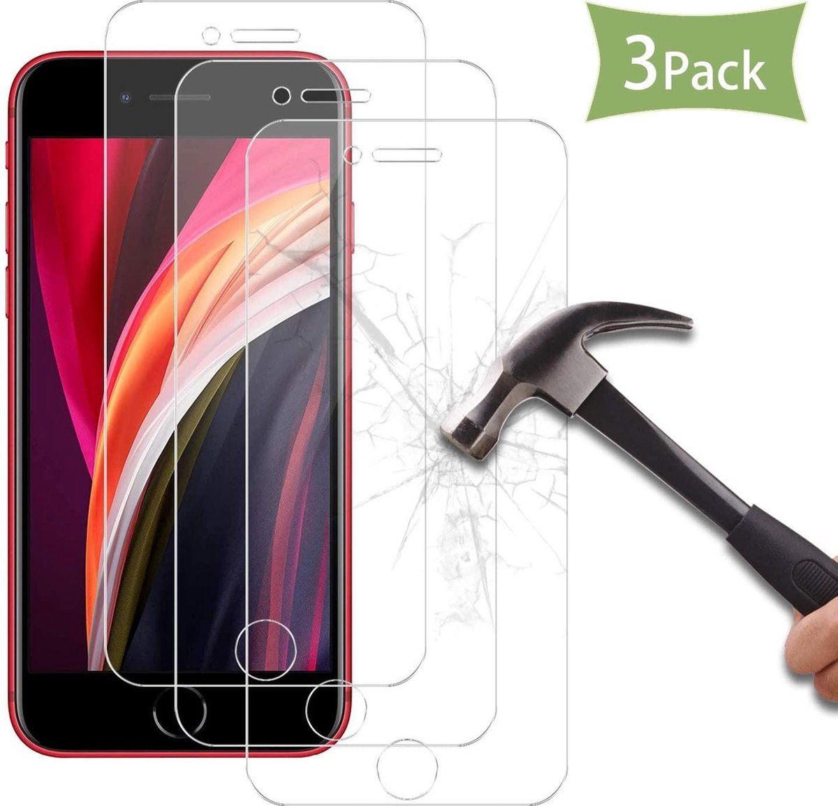 3x Screenprotector Tempered Glass Glazen Gehard Screen Protector 2.5D 9H (0.3mm) - Geschikt Voor: iPhone 7 / 8 / SE 2 2020