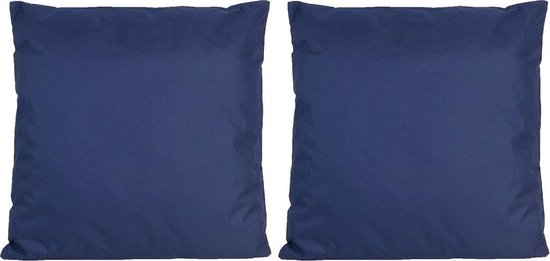 Set van 2x stuks bank/Sier kussens voor binnen en buiten in de kleur donkerblauw 45 x 45 cm - Tuin/huis kussens
