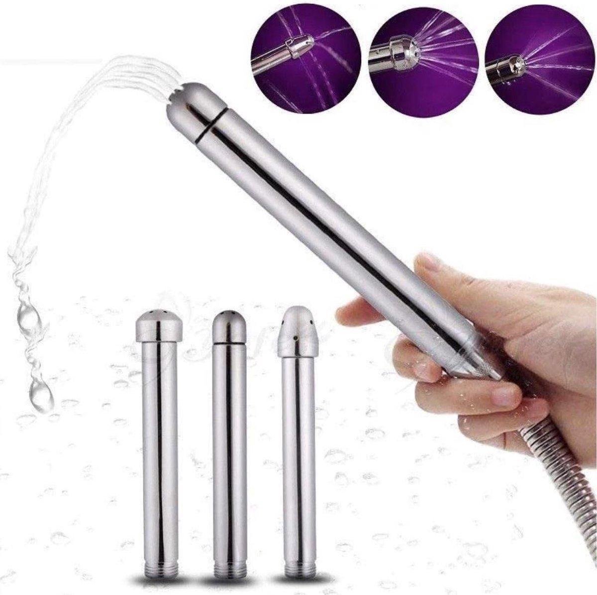 Goedkoopste Anaal douche - Anale & Vaginale cleaner - Anaaldouche - Geschikt voor anaal en vaginaal gebruik - Te gebruiken met glijmiddel - Anaal spoelen - Douchekop - 3 Opzetstukken - Klysma - Darmreiniging - Anaal spoelen - Aluminium - Metaal