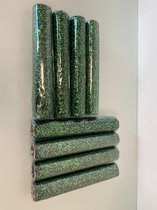Cadeauverpakking/versiering glitter (groen) - set van 8 rollen glitterpapier