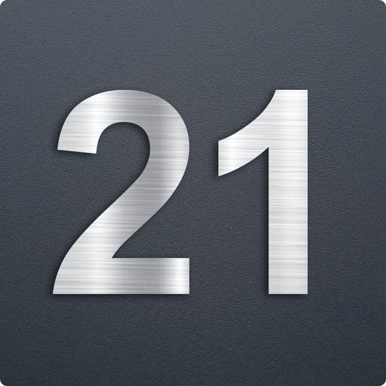 Inpakken nauwkeurig Aubergine Zwart mat huisnummer 21 met opliggende rvslook cijfers afm. 15x15cm |  bol.com