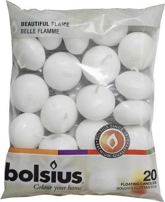 Bolsius Drijfkaarsen - 2 zakken met 20 stuks - Wit