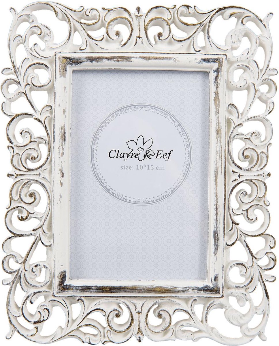 Clayre & Eef Fotolijst 10x15 cm Wit Kunststof