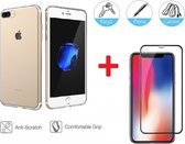 2-In-1 Screenprotector Bescherming Protector Set Geschikt Voor  Apple iPhone 8 Plus - Full Cover 3D Edge Tempered Glass Screen Protector Met Siliconen Back Cover Case - Transparant