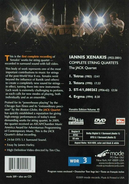 Jack Quartet Iannis Xenakis Complete String Quartets, Jack Quartet