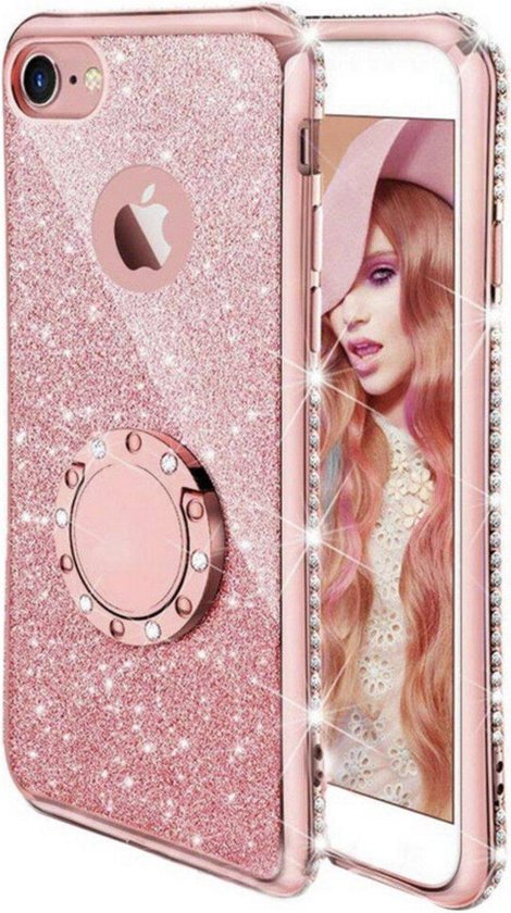 Apple iPhone 6 / 6s Magnetische Back cover - Roze - Glitter - Soft TPU |  bol.com