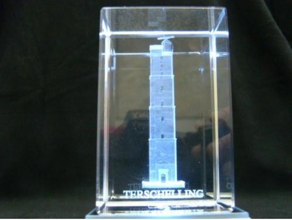 Decoratief Beeld - Glasblokje Terschelling - Glas - Geharo - 5 X 5 Cm