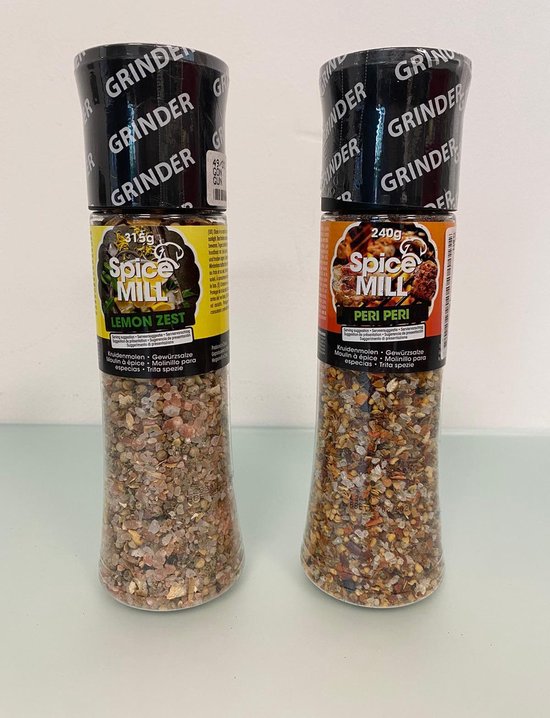 Kruiden spice grinder Peri Peri & Lemon Zest set van 2 stuks divers