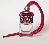 Autoparfum | Glazen geurflesje | Lavendel | Roze dop | incl. Navulling.