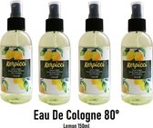 Limon Kolonya 80° 150ml pompspray | Eau de Cologne | After Shave  | Citroengeur | citroen geurwater voor dames en heren | 4 stuks